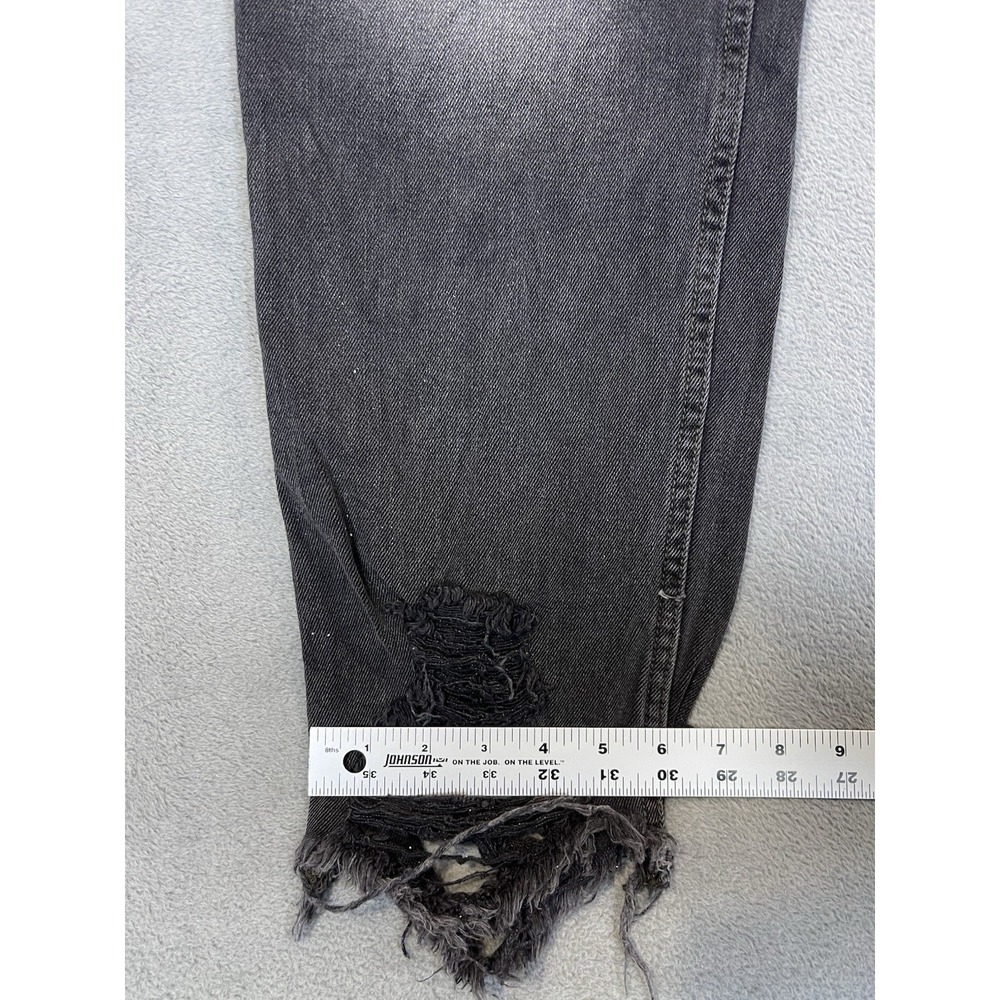 We The Free Jeans Womens 31 Black Faded Denim Mid Rise Skinny‎ Frayed Button Fly - Picture 7 of 11